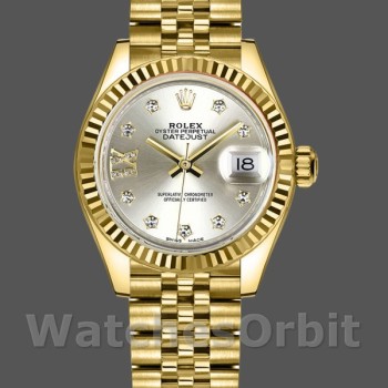 Replica Rolex Datejust 279178 Silber Zifferblatt Diamant Gelbgold 28mm Lady Replica Uhr