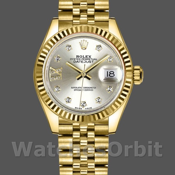 Replica Rolex Datejust 279178 Silber Zifferblatt Diamant Gelbgold 28mm Lady Replica Uhr Luxuriöse Optik