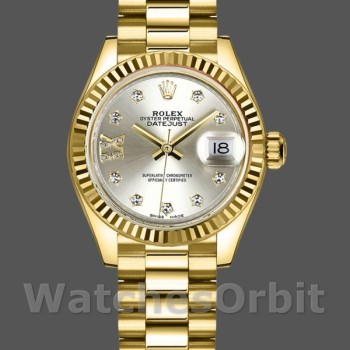 Replica Rolex Datejust 279178 Silber Diamant Zifferblatt geriffelte Lünette 28mm Lady Replica Uhr
