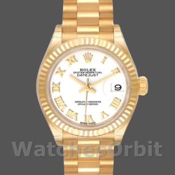 Replica Rolex Datejust 279178 Weißes römisches Zifferblatt geriffelte Lünette 28mm Lady Replica Uhr