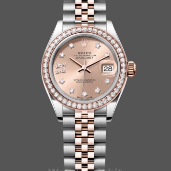 Replica Rolex Datejust 28 Oystersteel und Everose Gold m279381rbr 0027 Damen-Uhr
