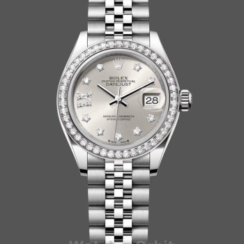 Replica Rolex Datejust 28 Silver Dial Diamond Bezel m279384rbr 0021 Damen Replica Uhr