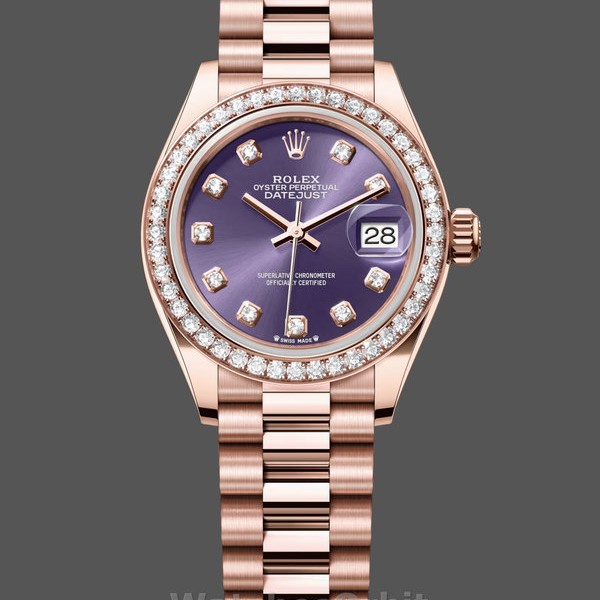 Replica Rolex Datejust 28mm Everose Gold m279135rbr 0020 Aubergine Diamond President Damen Uhr Perfekte Damen Uhr