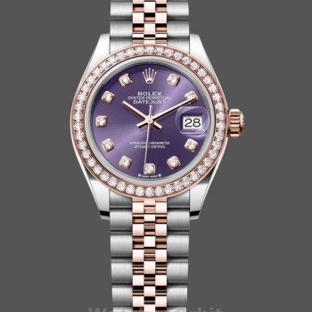 Replica Rolex Datejust 28mm Everose Gold m279381rbr 0015 Aubergine Diamond Lady Uhr