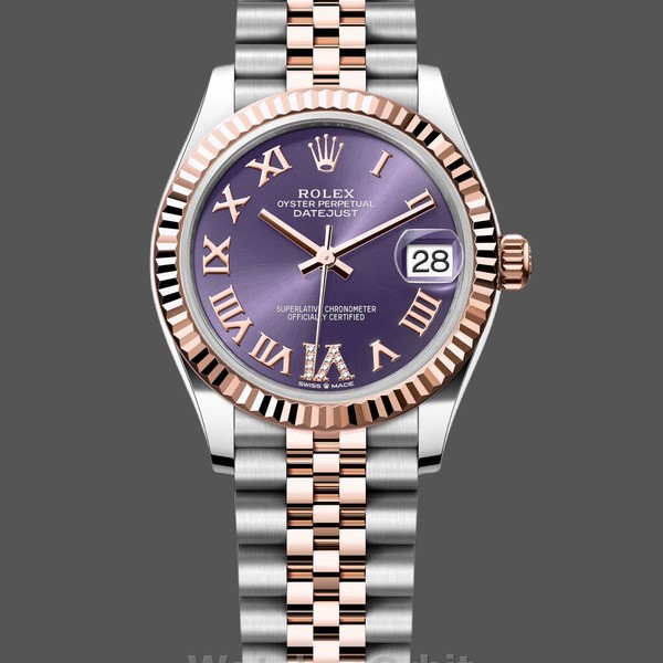 Replica Rolex Datejust 31 Aubergine Pave Roman Dial M278271 0020 Damen Uhr Feminine Ausstrahlung