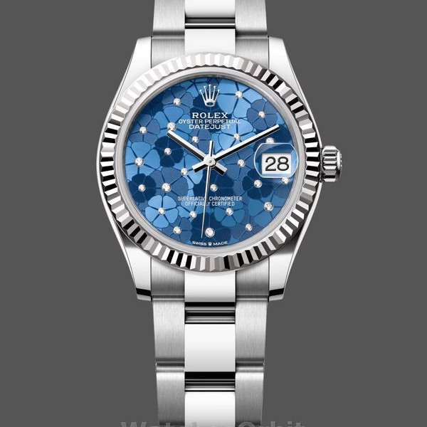 Replica Rolex Datejust 31 Edelstahl und Weißgold Azzuro-Blue-Floral-Motif Diamond Dial m278274-0035 Wunderschönes Design