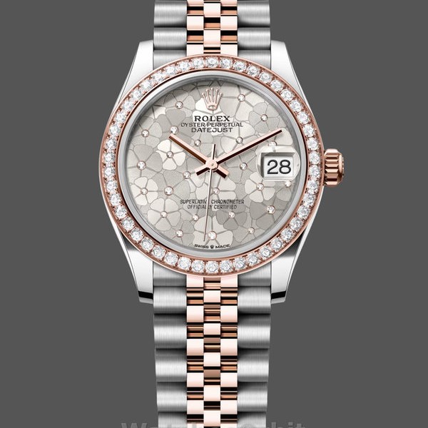 Replica Rolex Datejust 31 Two Tone Silver Floral-Motif Diamond Bezel m278381rbr 0032 Damen Replica Uhren Schweizer Präzision