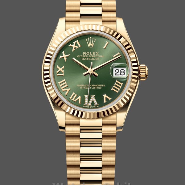 Replica Rolex Datejust 31 Gelbgold Grün Zifferblatt m278278 0030 Damen Uhr Stilvolles Accessoire