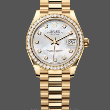 Replica Rolex Datejust 31 Gelbgold Mutterperlmutt Diamant Zifferblatt Diamant Lünette m278288rbr 0006