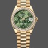 Replica Rolex Datejust 31 Gelbgold Olive Green Floral Motif Diamond Bezel M278288RBR 0038 Luxuriöser Stil