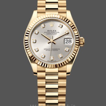 Replica Rolex Datejust 31 Gelbgold Silber Diamant Zifferblatt M278278 0034 Damenuhr