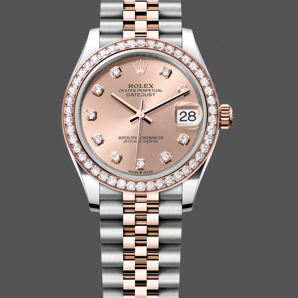 Replica Rolex Datejust 31mm Edelstahl und Roségold 278381RBR 0024 Rosé Diamant Jubiläum Luxuriöse Optik