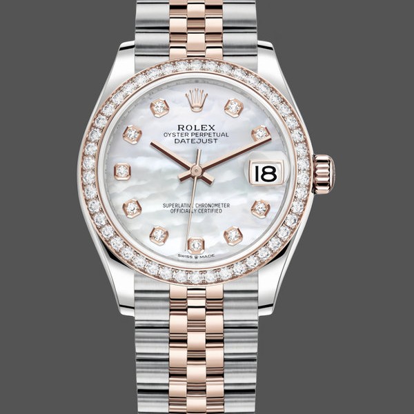 Replica Rolex Datejust 31mm Edelstahl und Roségold 278381RBR Mop Diamond Jubilee Ideal für Damen