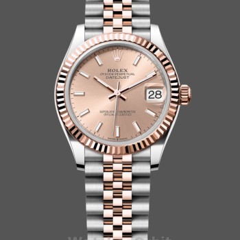 Replica Rolex Datejust 31mm Edelstahl und Roségold m278271 0010 Rose Index Jubilee Damen Uhr
