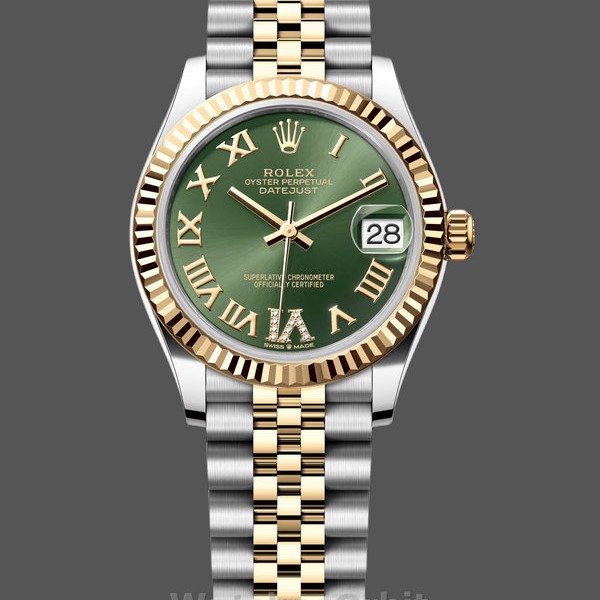 Replica Rolex Datejust 31mm Edelstahl und Gelbgold 278273 0016 Grün VI Roman Jubilee Elegante Materialien