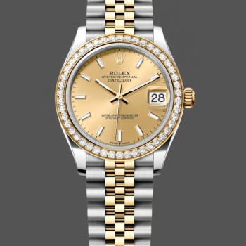 Replica Rolex Datejust 31mm Edelstahl und Gelbgold 278383RBR 0014 Champagner Index Jubiläum