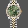 Replica Rolex Datejust 31mm Edelstahl und Gelbgold 278383RBR 0016 Grün VI Römisch Jubiläum Modebewusste Damen