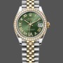 Replica Rolex Datejust 31mm Edelstahl und Gelbgold 278383RBR 0016 Grün VI Römisch Jubiläum