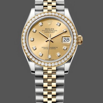 Replica Rolex Datejust 31mm Edelstahl und Gelbgold 278383RBR 0026 Champagner Diamant Jubiläum