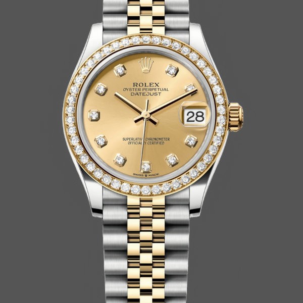 Replica Rolex Datejust 31mm Edelstahl und Gelbgold 278383RBR 0026 Champagner Diamant Jubiläum Ideal für Damen