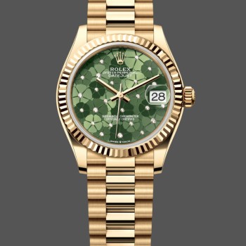 Replica Rolex Datejust 31mm Gelbgold 278278 Olive Green Floral President m278278 0046