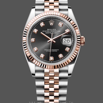 Replica Rolex Datejust 36 Everose Gold Black Diamond Dial M126231 0019 Damen Uhr