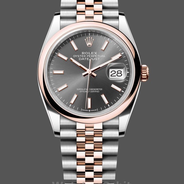 Replica Rolex Datejust 36 Everose Gold Grey Dial Jubilee m126201 0013 Perfekte Damen Uhr