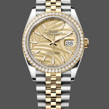 Replica Rolex Datejust 36 Golden Palm Motif 126283RBR 0023 Zifferblatt Jubiläumsarmband Uhr