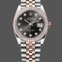 Replica Rolex Datejust 36 Steel & Everose Gold Black Dial Diamond Bezel m126281rbr 0007