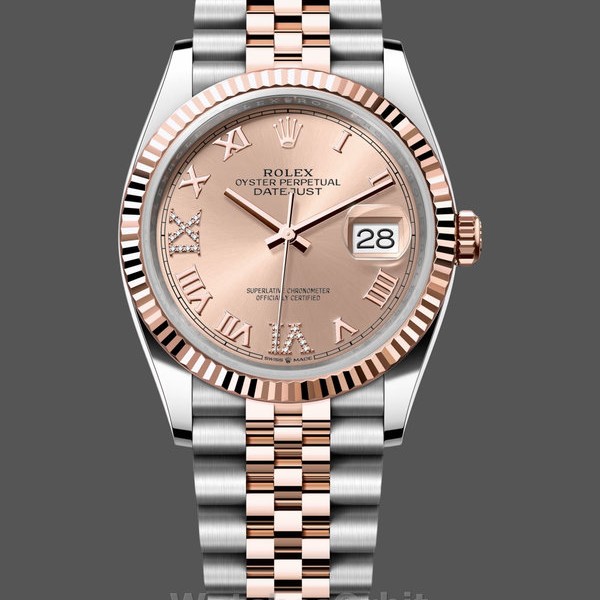 Replica Rolex Datejust 36 Steel & Everose Gold Rose Diamond Pave Roman Dial m126231 0027 Luxuriöser Stil