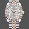 Replica Rolex Datejust 36 Steel & Everose Gold Silver Fluted-Motif Dial Diamond Bezel M126281RBR 0021 Damenuhr Stilvolles Accessoire