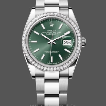 Replica Rolex Datejust 36 White Gold & Diamonds Mint Green Dial M126284RBR 0044 Damen Replica-Uhr
