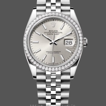 Replica Rolex Datejust 36 White Gold & Diamonds Silver Dial M126284RBR 0005 Damen Replica Uhr
