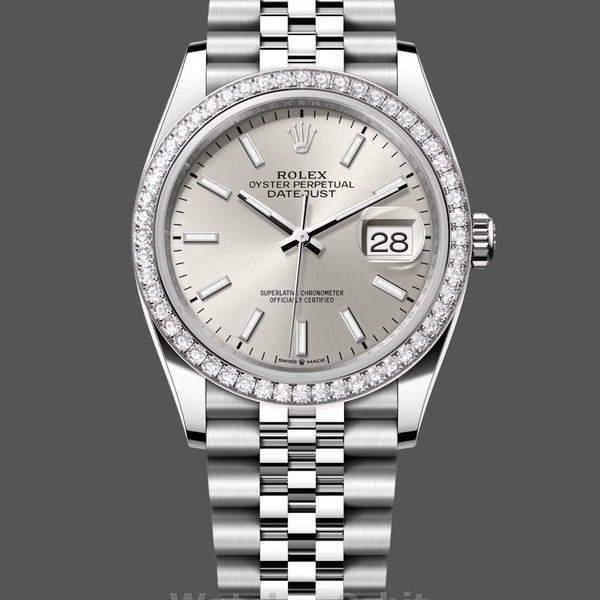 Replica Rolex Datejust 36 White Gold & Diamonds Silver Dial M126284RBR 0005 Damen Replica Uhr Moderne Replik
