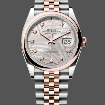 Replica Rolex Datejust 36mm 126201 0038 Silver Palm Motif Dial Oyster Bracelet Uhr