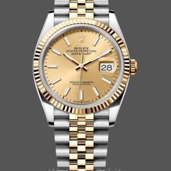 Replica Rolex Datejust 36MM 126233 0015 Champagner Index Zifferblatt Geriffelte Lünette Unisex Replica Uhr
