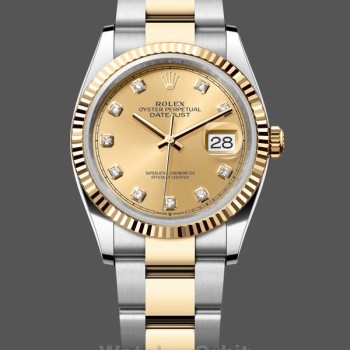 Replica Rolex Datejust 36MM 126233 0018 Champagner Diamant Zifferblatt Unisex Replica Uhr