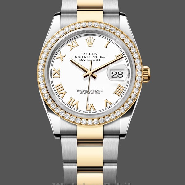 Replica Rolex Datejust 36mm Edelstahl und Gelbgold m126283rbr 0016 Weißes Römisches Oyster Perfekte Damen Uhr