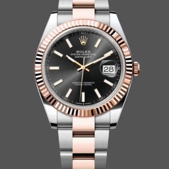 Replica Rolex Datejust 41 Everose Gold Black Dial Oyster Bracelet 126331