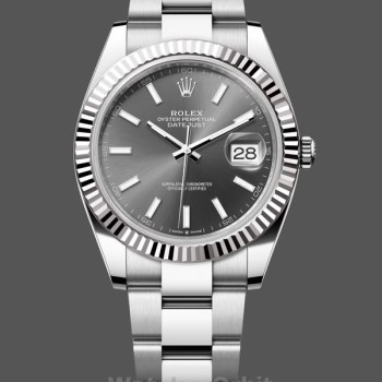 Replica Rolex Datejust 41 Grey Dial Oystersteel & White Gold Steel Strap m126334 0013