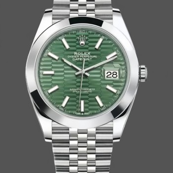 Replica Rolex Datejust 41 Mint Green Dial mit glatter Lünette 126300 Herrenuhr