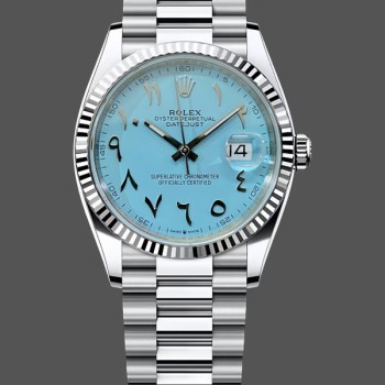 Replica Rolex Datejust 41 Ice Blue Dial mit geriffelter Lünette 126334 Herrenuhr