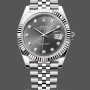 Replica Rolex Datejust 41 Rhodium Diamond Dial Fluted Bezel m126334 0006 Herrenuhr