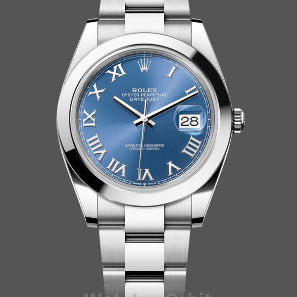 Replica Rolex Datejust 41 Stainless Steel Azzuro Blue Roman Dial M126300 0017 Herrenuhr Alltagsfreundlich