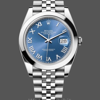 Replica Rolex Datejust 41 Stainless Steel Blue Roman Dial Jubilee Bracelet M126300 0018 Herrenuhr