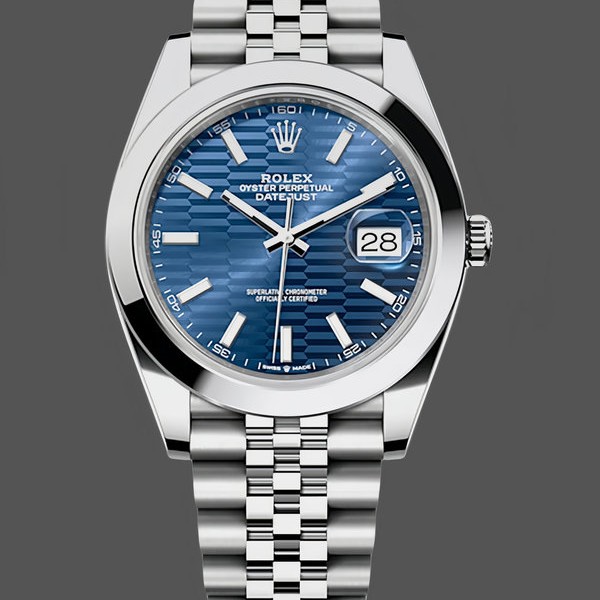 Replica Rolex Datejust 41 Edelstahl Glatt 126300 0024 Blaue Strich-Zifferblatt Schweizer Handwerkskunst