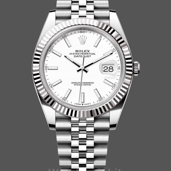 Replica Rolex Datejust 41 Steel & White Gold White Dial Jubilee Bracelet M126334 0010 Herrenuhr Authentisches Aussehen