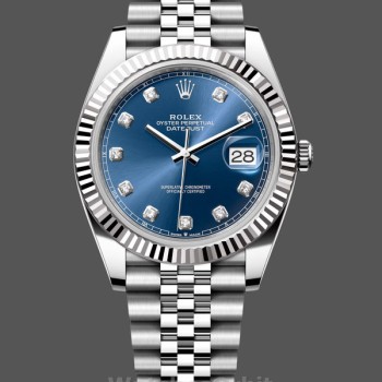 Replica Rolex Datejust 41 Weißgold Blaues Zifferblatt 126334 0016