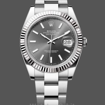 Replica Rolex Datejust 41 White Gold Fluted Bezel Slate Dial Oyster M126334 0013 Herrenuhr