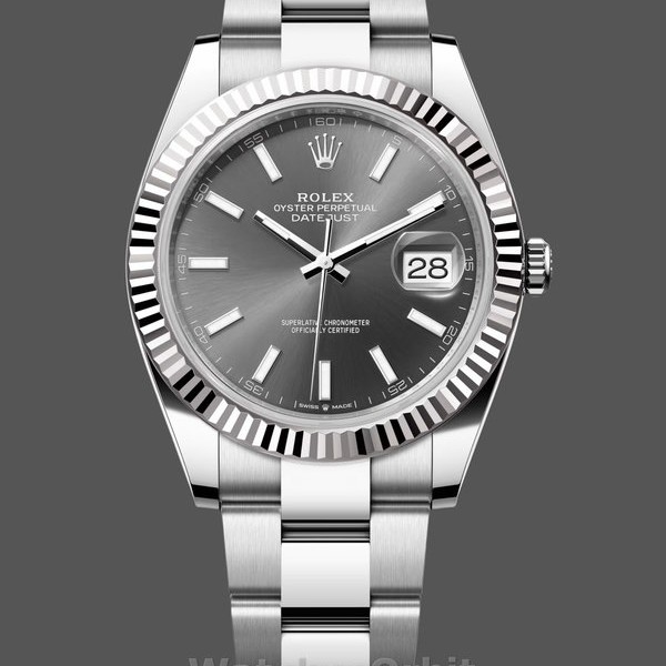 Replica Rolex Datejust 41 White Gold Fluted Bezel Slate Dial Oyster M126334 0013 Herrenuhr Zeitlose Eleganz